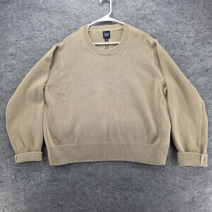 Gap Sweater Pullover Womens XX-Large Beige Chunky-Knit Crew Neck Relaxed Fit